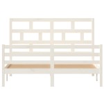 vidaXL Cadru de pat King Size, alb, 150x200 cm, lemn masiv vidaXL Cadru de pat King Size, alb, 150x200 cm, lemn masiv