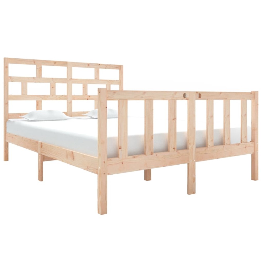 vidaXL Cadru de pat dublu, 135x190 cm, lemn masiv de pin