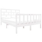 vidaXL Cadru de pat dublu, alb, 135x190 cm, lemn masiv de pin