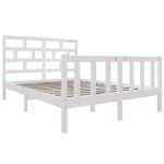 vidaXL Cadru de pat dublu, alb, 135x190 cm, lemn masiv de pin