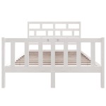 vidaXL Cadru de pat dublu, alb, 135x190 cm, lemn masiv de pin