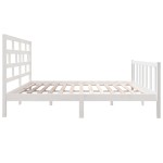 vidaXL Cadru de pat dublu, alb, 135x190 cm, lemn masiv de pin