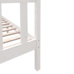 vidaXL Cadru de pat dublu, alb, 135x190 cm, lemn masiv de pin