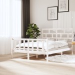 vidaXL Cadru de pat King Size, alb, 150x200 cm, lemn masiv de pin vidaXL Cadru de pat King Size, alb, 150x200 cm, lemn masiv de pin