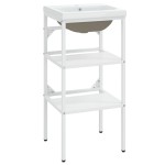 vidaXL Cadru lavoar baie cu chiuvetă încorporată, alb, fier