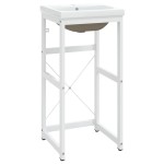 vidaXL Cadru lavoar baie cu chiuvetă încorporată, alb, fier