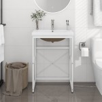 vidaXL Cadru lavoar baie cu chiuvetă încorporată, alb, fier vidaXL Cadru lavoar baie cu chiuvetă încorporată, alb, fier