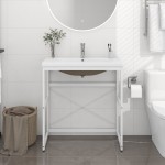 vidaXL Cadru lavoar baie cu chiuvetă încorporată, alb, fier vidaXL Cadru lavoar baie cu chiuvetă încorporată, alb, fier