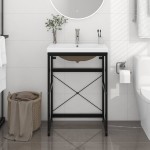 vidaXL Cadru lavoar baie cu chiuvetă încorporată, negru, fier vidaXL Cadru lavoar baie cu chiuvetă încorporată, negru, fier