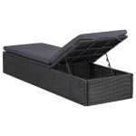 vidaXL Șezlong, negru și gri închis, poliratan vidaXL Șezlong, negru și gri închis, poliratan