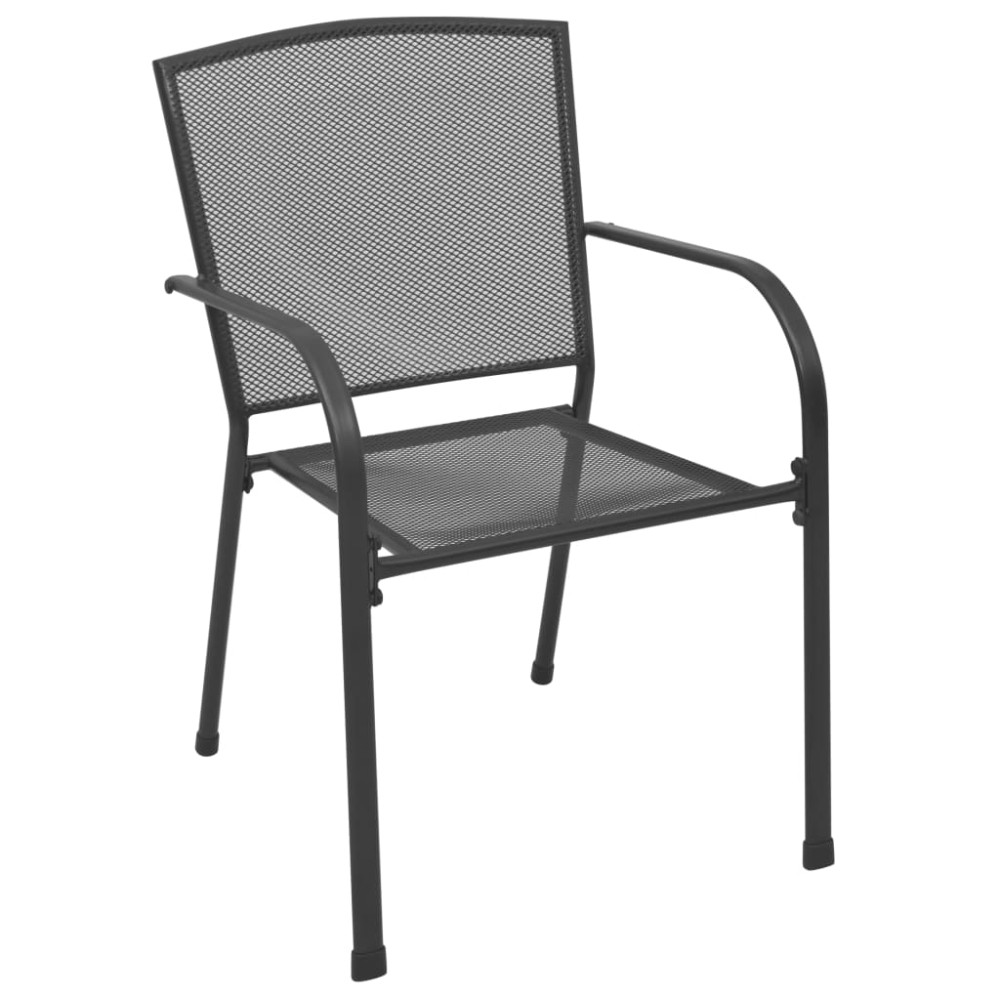 vidaXL Scaune de exterior cu design plasă, 4 buc., antracit, oțel