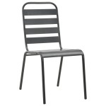vidaXL Scaune de exterior, 4 buc., gri închis, oțel, design lamelar vidaXL Scaune de exterior, 4 buc., gri închis, oțel, design lamelar
