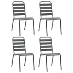 vidaXL Scaune de exterior, 4 buc., gri închis, oțel, design lamelar vidaXL Scaune de exterior, 4 buc., gri închis, oțel, design lamelar