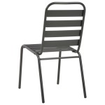 vidaXL Scaune de exterior, 4 buc., gri închis, oțel, design lamelar vidaXL Scaune de exterior, 4 buc., gri închis, oțel, design lamelar