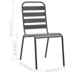 vidaXL Scaune de exterior, 4 buc., gri închis, oțel, design lamelar vidaXL Scaune de exterior, 4 buc., gri închis, oțel, design lamelar