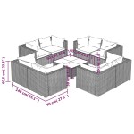 vidaXL Set mobilier de grădină cu perne, 9 piese, negru, poliratan
