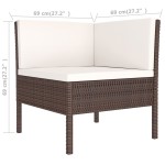 vidaXL Set mobilier relaxare grădină cu perne 3 piese maro poliratan