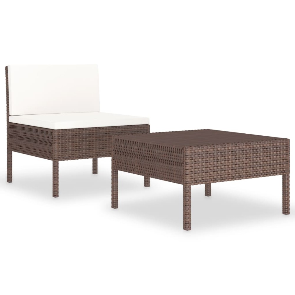 vidaXL Set mobilier relaxare grădină cu perne 2 piese maro poliratan