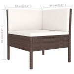 vidaXL Set mobilier relaxare grădină cu perne 3 piese maro poliratan