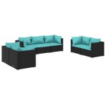 vidaXL Set mobilier de grădină cu perne, 7 piese, negru, poliratan vidaXL Set mobilier de grădină cu perne, 7 piese, negru, poliratan