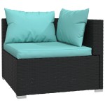 vidaXL Set mobilier de grădină cu perne, 7 piese, negru, poliratan vidaXL Set mobilier de grădină cu perne, 7 piese, negru, poliratan