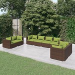 vidaXL Set mobilier de grădină cu perne, 8 piese, maro, poliratan vidaXL Set mobilier de grădină cu perne, 8 piese, maro, poliratan