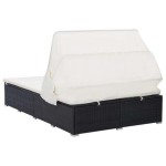 vidaXL Șezlong de 2 persoane cu pernă, negru, poliratan vidaXL Șezlong de 2 persoane cu pernă, negru, poliratan