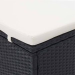vidaXL Șezlong de 2 persoane cu pernă, negru, poliratan vidaXL Șezlong de 2 persoane cu pernă, negru, poliratan