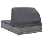 vidaXL Șezlong de 2 persoane cu pernă, gri, poliratan vidaXL Șezlong de 2 persoane cu pernă, gri, poliratan