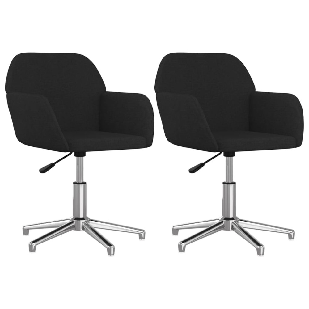vidaXL Scaune de bucătărie pivotante, 2 buc., negru, material textil