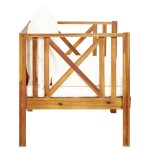 vidaXL Bancă grădină cu 2 locuri & perne, 122 cm, lemn masiv acacia