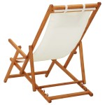 vidaXL Scaun de plajă pliabil, crem, lemn masiv de eucalipt, textil vidaXL Scaun de plajă pliabil, crem, lemn masiv de eucalipt, textil
