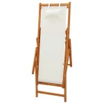 vidaXL Scaun de plajă pliabil, crem, lemn masiv de eucalipt, textil vidaXL Scaun de plajă pliabil, crem, lemn masiv de eucalipt, textil