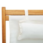 vidaXL Scaun de plajă pliabil, crem, lemn masiv de eucalipt, textil vidaXL Scaun de plajă pliabil, crem, lemn masiv de eucalipt, textil