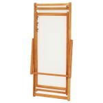 vidaXL Scaun de plajă pliabil, alb crem, lemn de eucalipt & țesătură