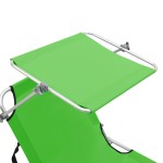 vidaXL Șezlong pliabil cu baldachin, oțel, verde măr vidaXL Șezlong pliabil cu baldachin, oțel, verde măr