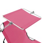 vidaXL Șezlong pliabil cu baldachin, oțel, roz magenta vidaXL Șezlong pliabil cu baldachin, oțel, roz magenta