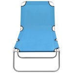 vidaXL Șezlong de plajă pliabil, albastru turcoaz, oțel și textil vidaXL Șezlong de plajă pliabil, albastru turcoaz, oțel și textil