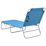 vidaXL Șezlong de plajă pliabil, albastru turcoaz, oțel și textil vidaXL Șezlong de plajă pliabil, albastru turcoaz, oțel și textil