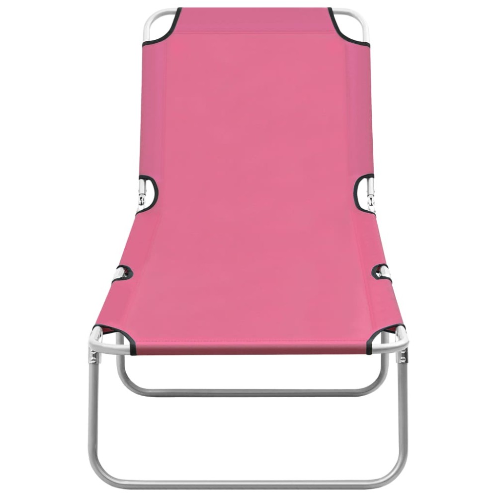 vidaXL Șezlong de plajă pliabil, roz, oțel și material textil