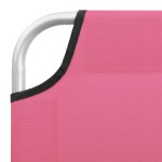 vidaXL Șezlong de plajă pliabil, roz, oțel și material textil vidaXL Șezlong de plajă pliabil, roz, oțel și material textil