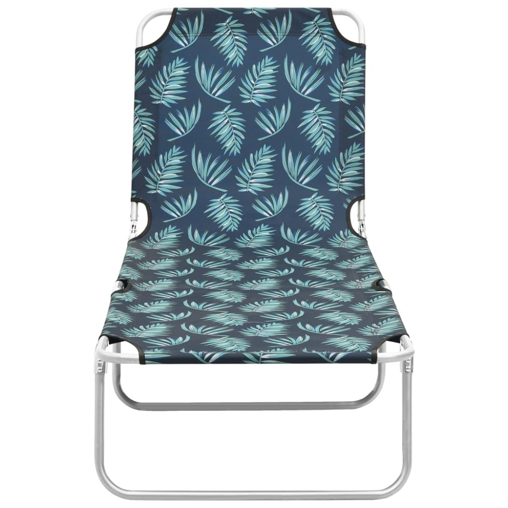 vidaXL Șezlong pliabil, oțel, model frunze, material textil