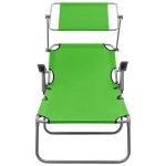 vidaXL Șezlong cu baldachin, verde, oțel vidaXL Șezlong cu baldachin, verde, oțel