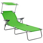 vidaXL Șezlong cu baldachin, verde, oțel vidaXL Șezlong cu baldachin, verde, oțel