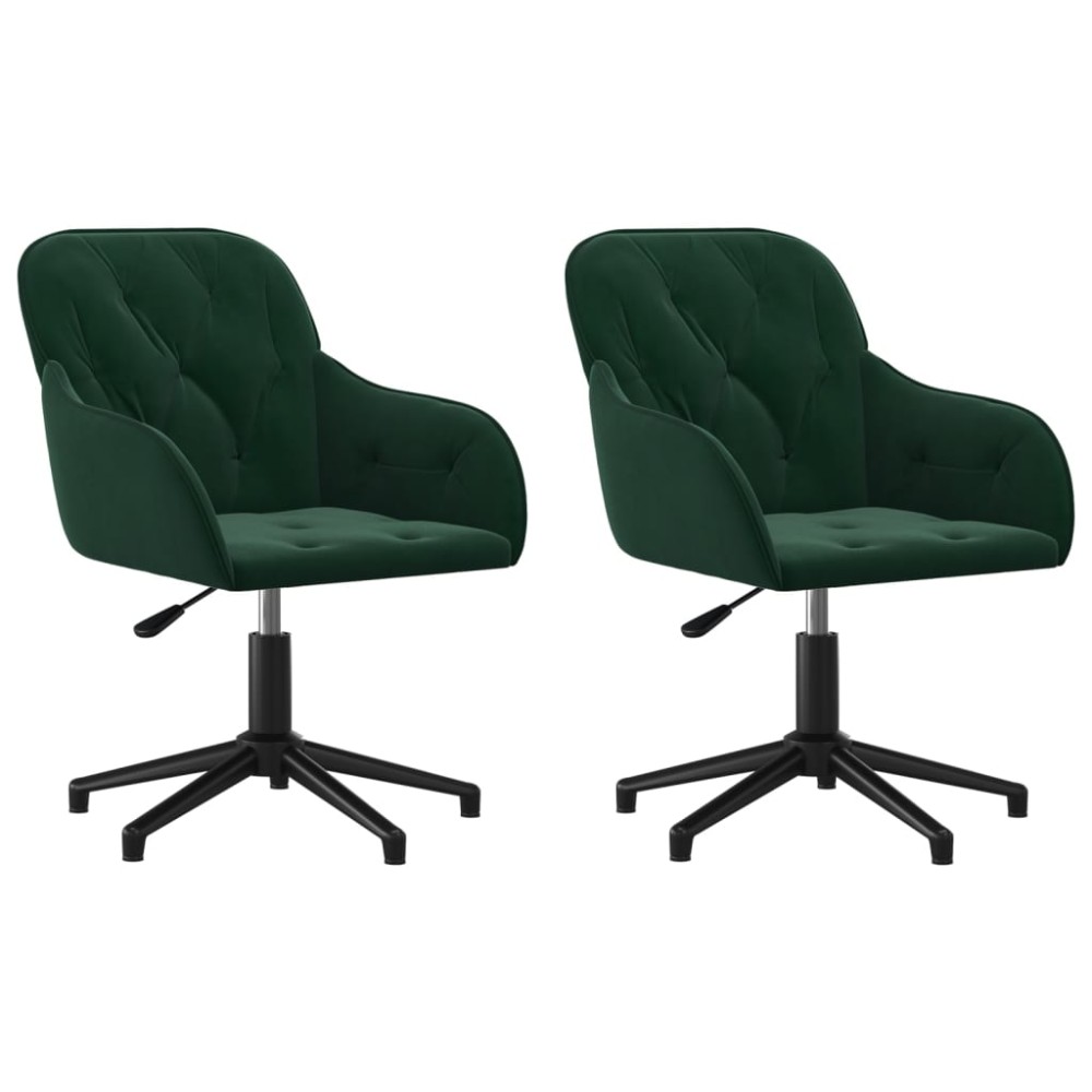vidaXL Scaune de bucătărie pivotante, 2 buc., verde închis, catifea