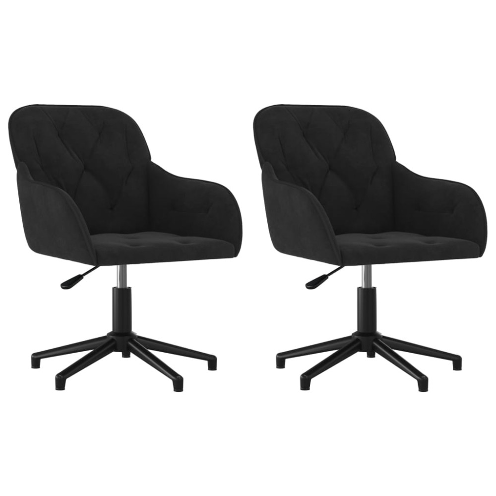 vidaXL Scaune de bucătărie pivotante, 2 buc., negru, catifea