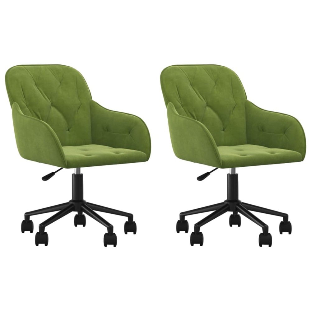 vidaXL Scaune de bucătărie pivotante, 2 buc., verde deschis, catifea