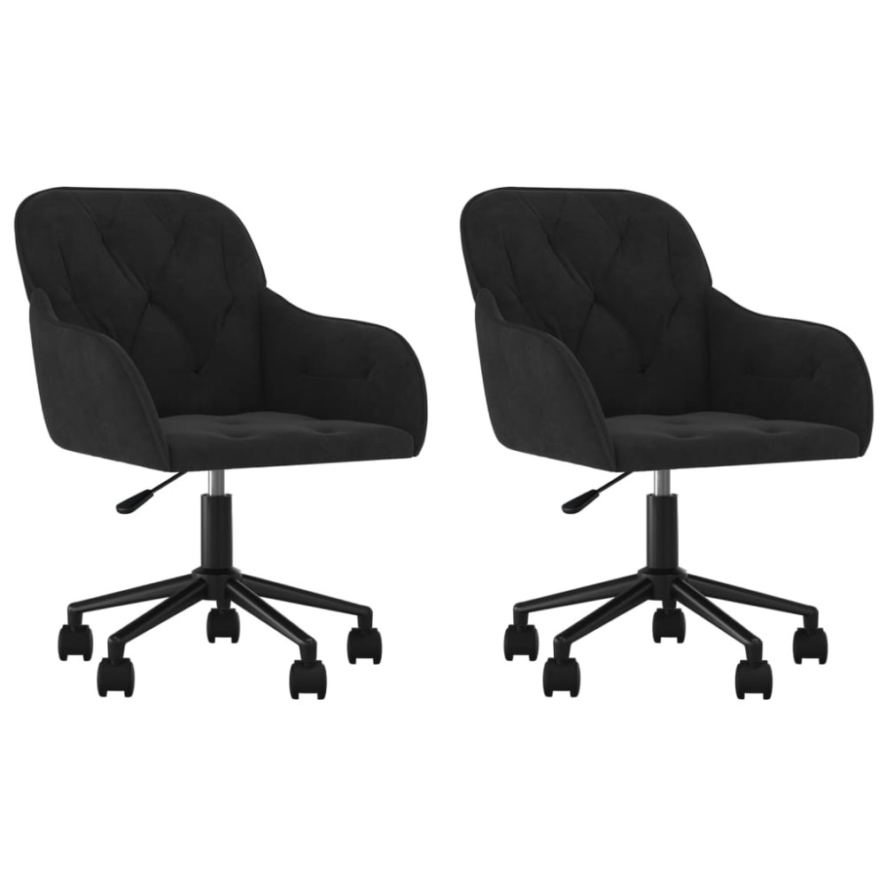 vidaXL Scaune de bucătărie pivotante, 2 buc., negru, catifea