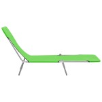 vidaXL Șezlonguri pliabile, 2 buc., verde, oțel & material textil