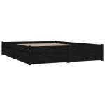 vidaXL Cadru de pat cu sertare Small Double, negru, 120x190 cm